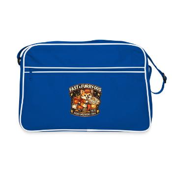 Pizza Delivery Dog on Scooter - Retro Bag - blue/white - Front