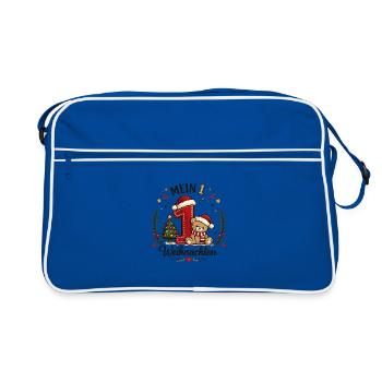Mein Erstes Weihnachten Teddy - Retro Tasche - Blau/Weiß - Vorne