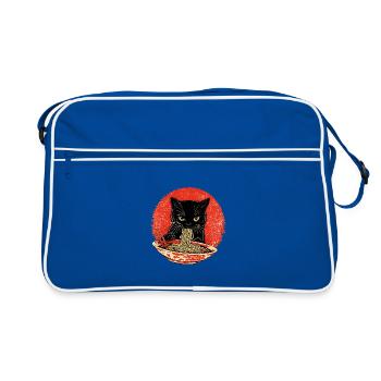 Chat Vintage – Chat noir avec nouilles Japon - Sac Retro - bleu/blanc - Devant