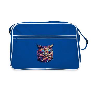 Bunte Eulen-Sonnenbrille - Retro Tasche - Blau/Weiß - Vorne