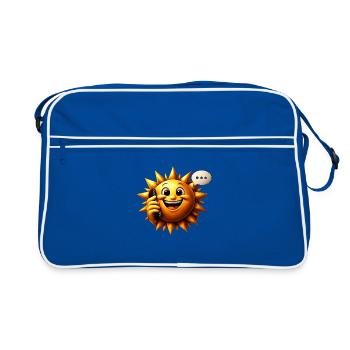 Sonnenlächeln am Telefon - Retro Tasche - Blau/Weiß - Vorne