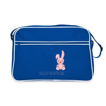 Shower de bébé avec motif de lapin rose - Sac Retro - bleu/blanc - Devant