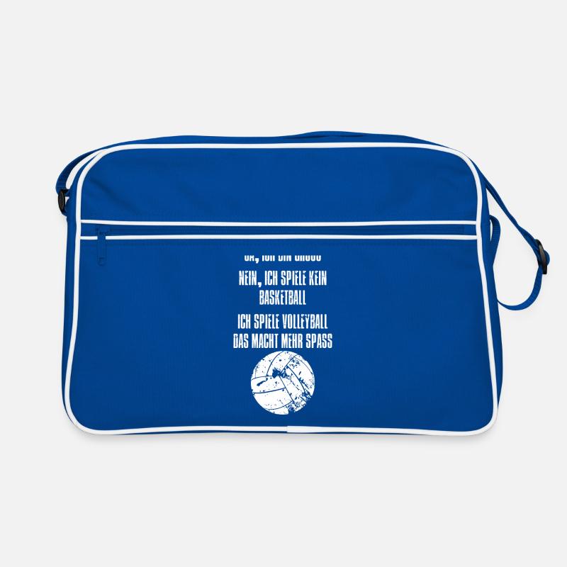 JA, ICH BIN GROSS - ICH SPIELE VOLLEYBALL - Retro Tasche - Blau/Weiß