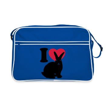 I love rabbits - J'aime des lapins - Sac Retro - bleu/blanc - Devant