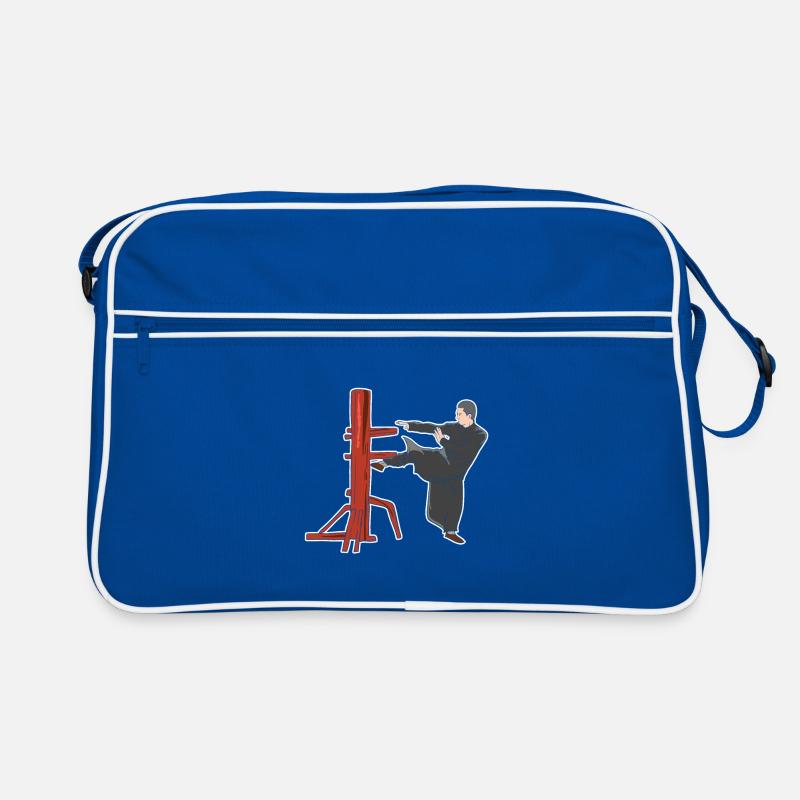 Wing Chun Kampfpose - Retro Tasche - Blau/Weiß