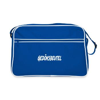 Gedönsbeutel für wichtige Reise Utensilien - Retro Tasche - Blau/Weiß - Vorne