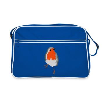 Rotkehlchen - Retro Tasche - Blau/Weiß - Vorne