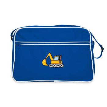 Excavator construction site vehicle - Retro Bag - blue/white - Front