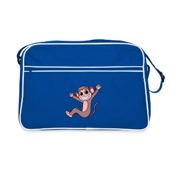 Affe - Retro Tasche - Blau/Weiß - Vorne