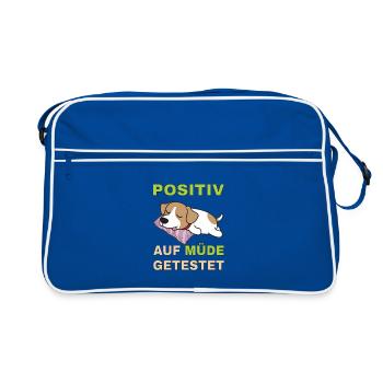 Positiv auf Müde getestet Jack Russel - Retro Tasche - Blau/Weiß - Vorne