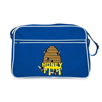 Bee honey hive - Retro Bag - blue/white - Front