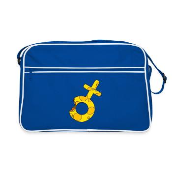 Venus symbol in the pose of the Mars symbol - Retro Bag - blue/white - Front