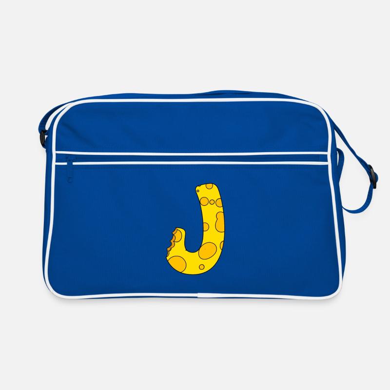 Buchstabe J - Retro Tasche - Blau/Weiß