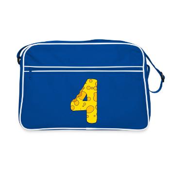 Zahl 4 Ziffer Käse - Retro Tasche - Blau/Weiß - Vorne