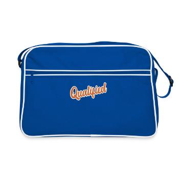 Qualified Word Funny Text Message Quote - Retro Bag - blue/white - Front