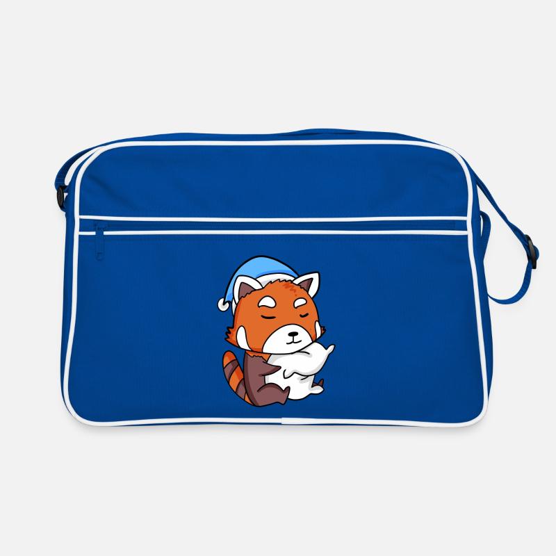 red panda with pillow and sleeping cap Retro Bag