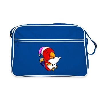 Parrot with pillow and sleeping cap - Retro Bag - blue/white - Front