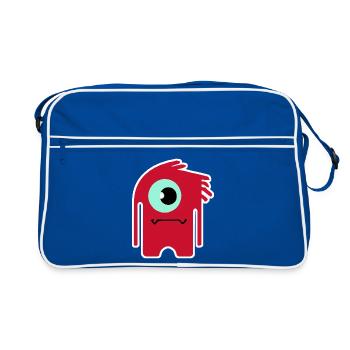 Red Cyclops Monster | Funny Chibi Alien  - Retro Bag - blue/white - Front