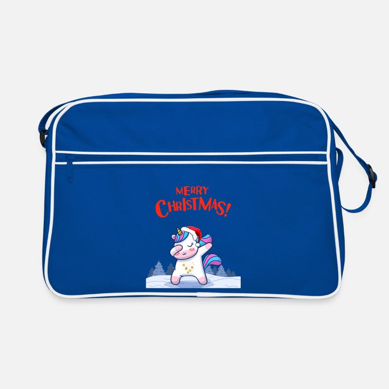 Weihnachtsuni mit Santa-Hut - Retro Tasche - Blau/Weiß