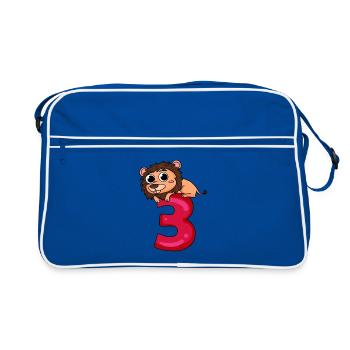 3 Jahre alt - 3 Geburtstag mit Tier Motiv - Retro Tasche - Blau/Weiß - Vorne