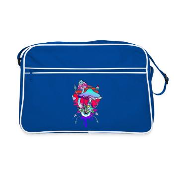 Drôles de champignons hippies trippy avec un œil - Sac Retro - bleu/blanc - Devant