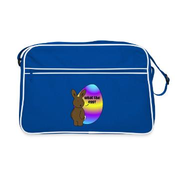 Happy Easter - Easter Bunny with Easter Egg - Retro Bag - blue/white - Front
