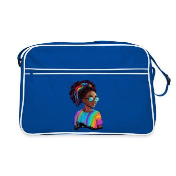 Colorful Dreadlocks and Rainbow T-Shirt - Retro Bag - blue/white - Front