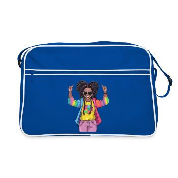 Colorful Rainbow Friendship Design - Retro Bag - blue/white - Front