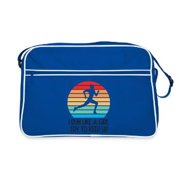 Marathon - Je cours comme une fille. Essayez de suivre. - Sac Retro - bleu/blanc - Devant