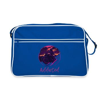Synthwave Motorcycle Addicted - Retro Tasche - Blau/Weiß - Vorne