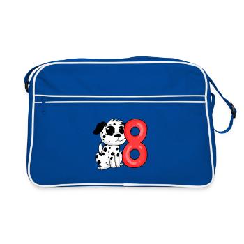 8 Birthday 8 years old with dog motif - eight - Retro Bag - blue/white - Front