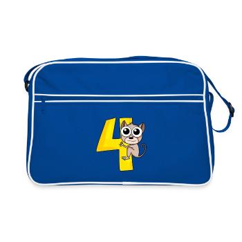 4 birthday 4 years old with animal motif - four - Retro Bag - blue/white - Front
