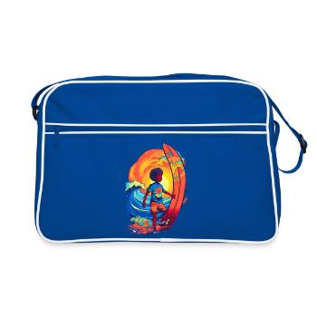 Surfer with sunbeam motif - Retro Bag - blue/white - Front
