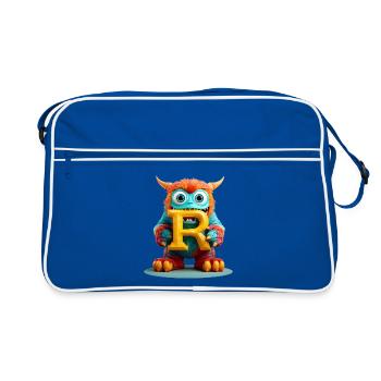 Colorful Monster with Letter R - Retro Bag - blue/white - Front
