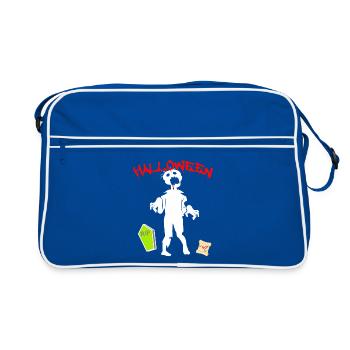 Halloween - Retro Tasche - Blau/Weiß - Vorne