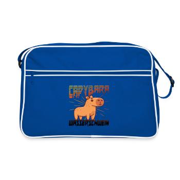 Capybara Wasserschwein - Retro Tasche - Blau/Weiß - Vorne