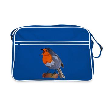 Illustration du merle sur textile - Sac Retro - bleu/blanc - Devant