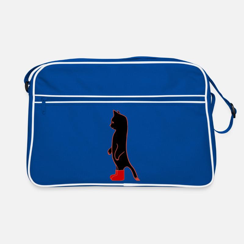 Black Cat with Red Boots Retro Bag