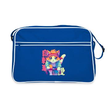Chat d’anime cycliste Neko - Sac Retro - bleu/blanc - Devant