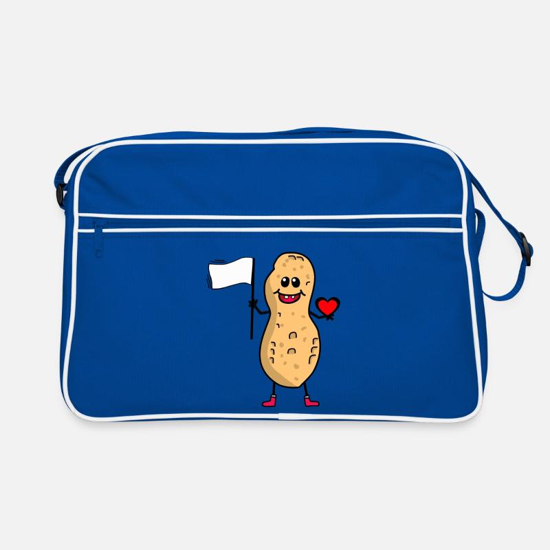 Erdnuss Weltfrieden Friedensfahne Frieden Freunde - Retro Tasche - Blau/Weiß