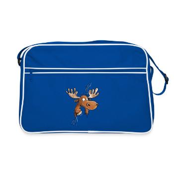 Drôle tête d’orignal I Orignal I Cerf Renne - Sac Retro - bleu/blanc - Devant