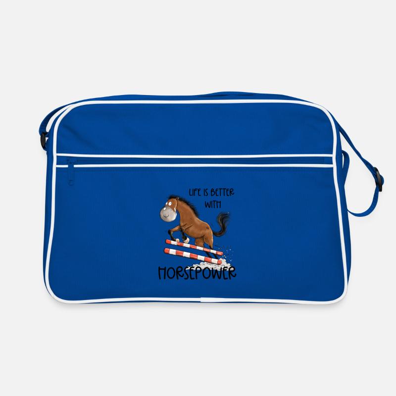 Witziges Springpferd Springreiten Tunier Pferd Retro Tasche