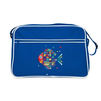 bunter Fisch– Lebendiges Design für frischen Style - Retro Tasche - Blau/Weiß - Vorne