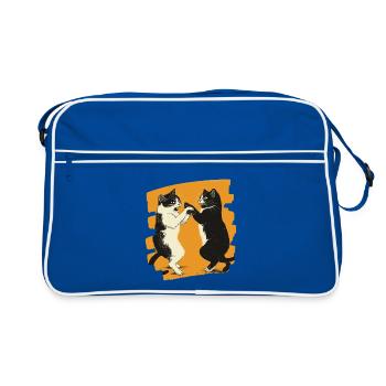 Combat de chats japonais - Sac Retro - bleu/blanc - Devant