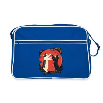 Combat de chats japonais - Sac Retro - bleu/blanc - Devant