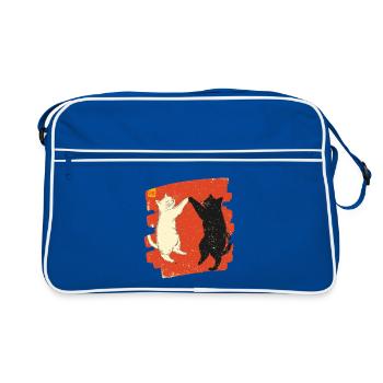 Combat de chats japonais - Sac Retro - bleu/blanc - Devant