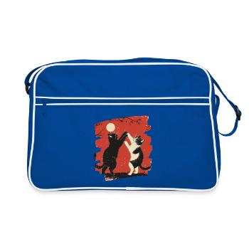 Combat de chats japonais - Sac Retro - bleu/blanc - Devant
