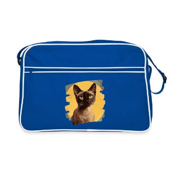Burmese Burma Cat Retro - Retro Bag - blue/white - Front