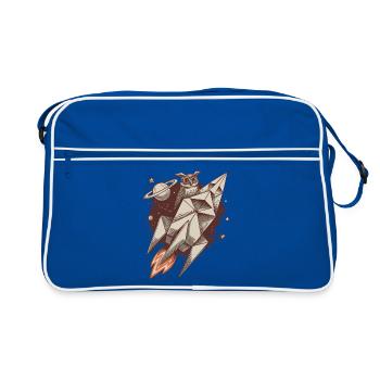 Weise Eule auf einer Rakete - Cosmic Adventure - Retro Tasche - Blau/Weiß - Vorne