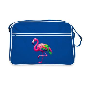Flamingo - Retro Tasche - Blau/Weiß - Vorne